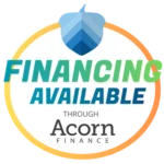 Financing Availabe Financing available for home elevators through Acorn Finance, featuring colorful circular design with a leaf emblem.