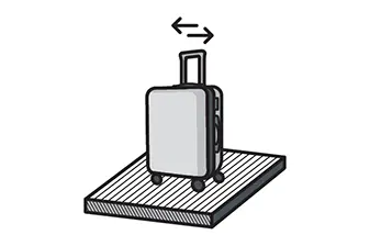 Suitcase on a platform with arrows indicating movement, possibly illustrating the operation of a platform or home elevators.